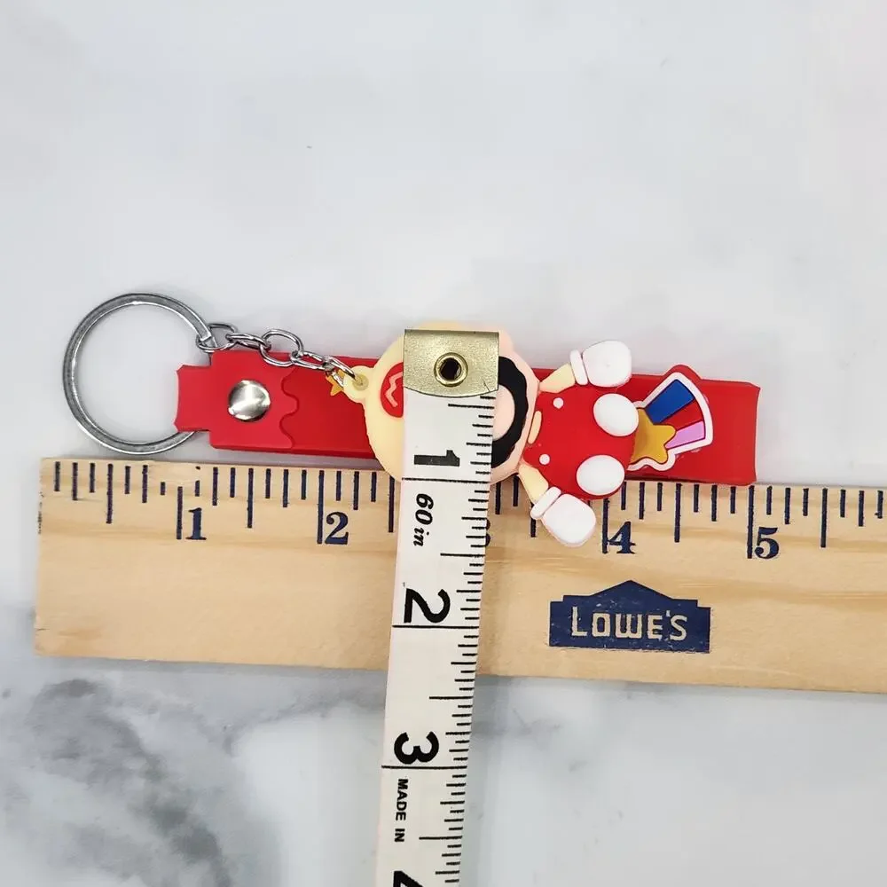 **NEW** Mario! Super Mario 3D Figure Keychain & Strap Bag Charm PVC/Silicone Red